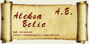Aleksa Belić vizit kartica